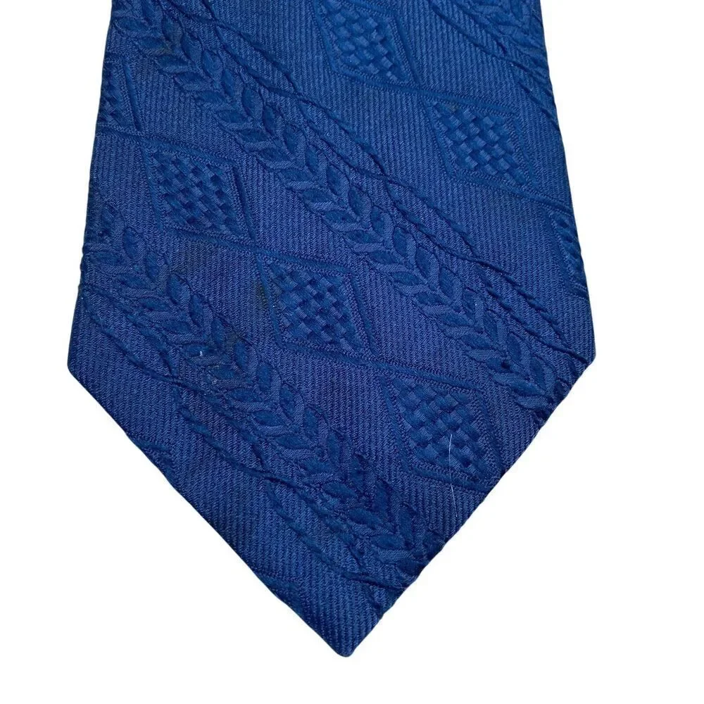 Vtg Sears The Mens Store Tie Necktie Wide Textured Polyester Blue Tone on Tone